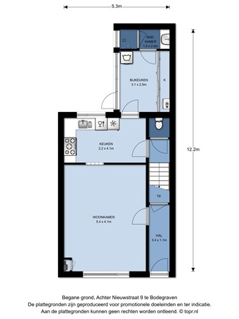Floorplan - Achter Nieuwstraat 9, 2411 EN Bodegraven